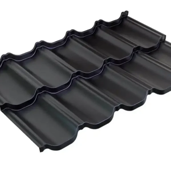 Модульная металлочерепица Квинта Уно модуль чероного цвета