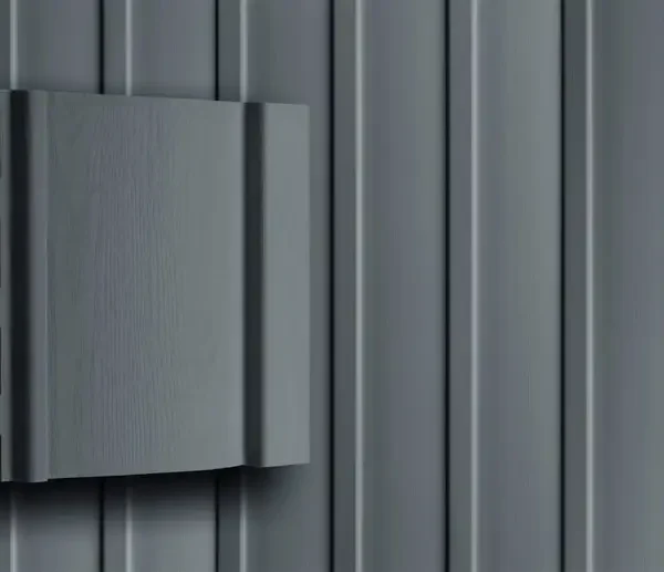 Виниловый сайдинг Вертикальный серого цвета